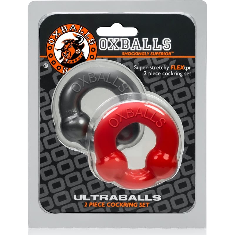 Ultraballs 2 Pack Cockring Steel and Red
