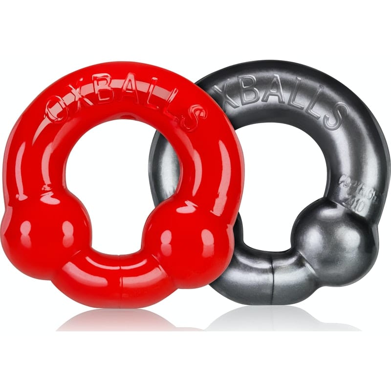 Ultraballs 2 Pack Cockring Steel and Red