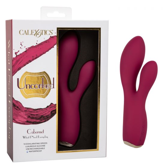 Uncorked Cabernet Dual Massager in Deep Wine Red with 10 Speeds and Silicone Vibrator