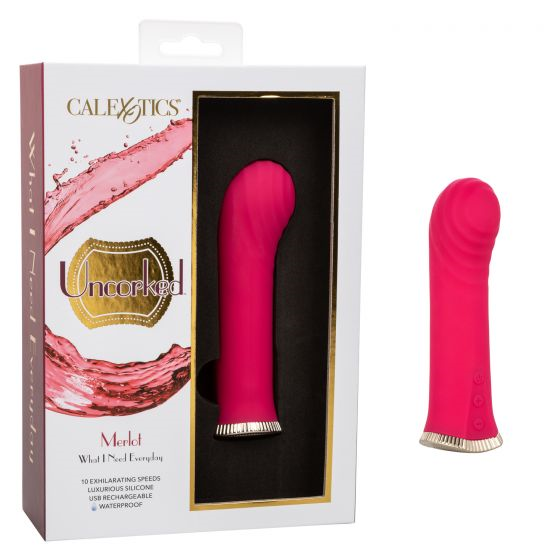 Uncorked Merlot Mini Massager Vibrator in Pink with 10 Speeds and 3-Inch Silicone Personal Vibrator