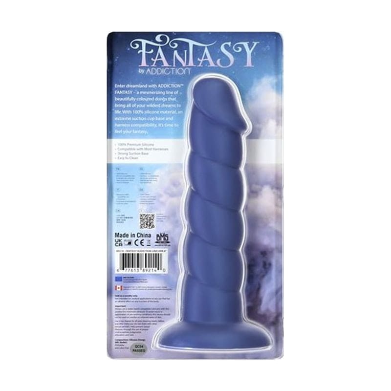 Addiction Fantasy Unicorn Dildo Blue (8 Inch) – Smooth 8 Inch Dildo
