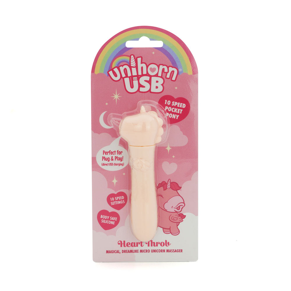 Unihorn Heart Throb (Pink) – Compact USB Rechargeable Bullet Vibrator with 10 Speeds