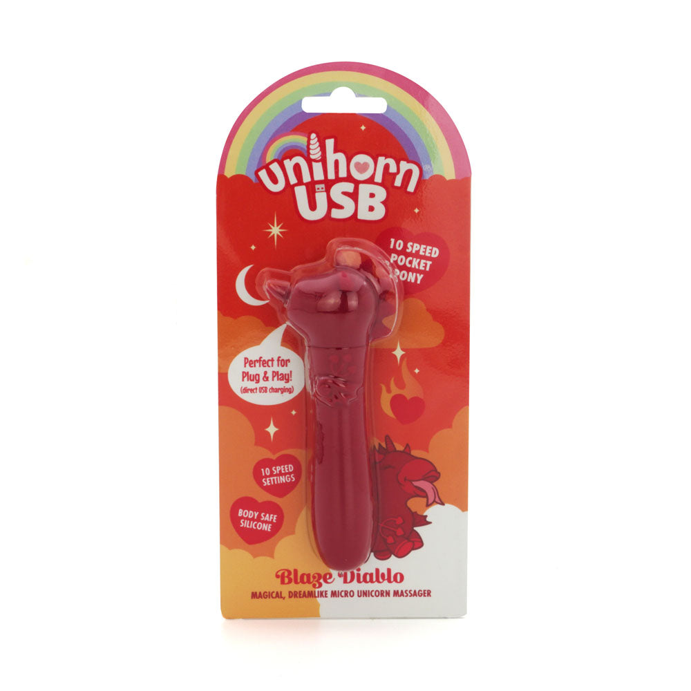 Unihorn Blaze Diablo (Red) – USB Rechargeable Silicone Bullet Vibrator with 10 Speeds