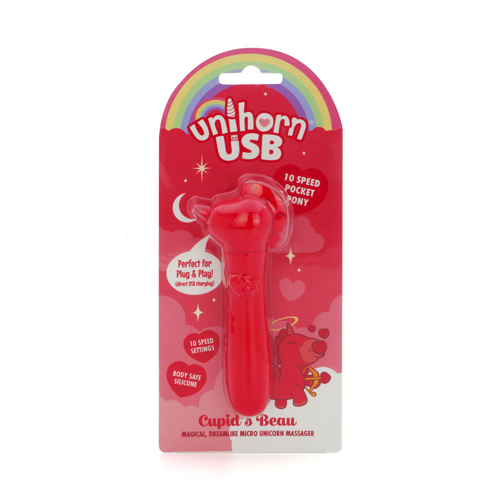 Unihorn Cupid's Beau (Red) – Silicone USB Bullet Vibrator with 10 Speeds