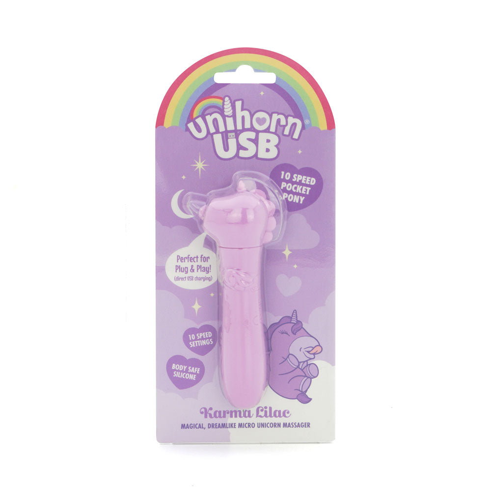 Unihorn Karma Lilac – USB Rechargeable Silicone Bullet Vibrator with 10 Speeds