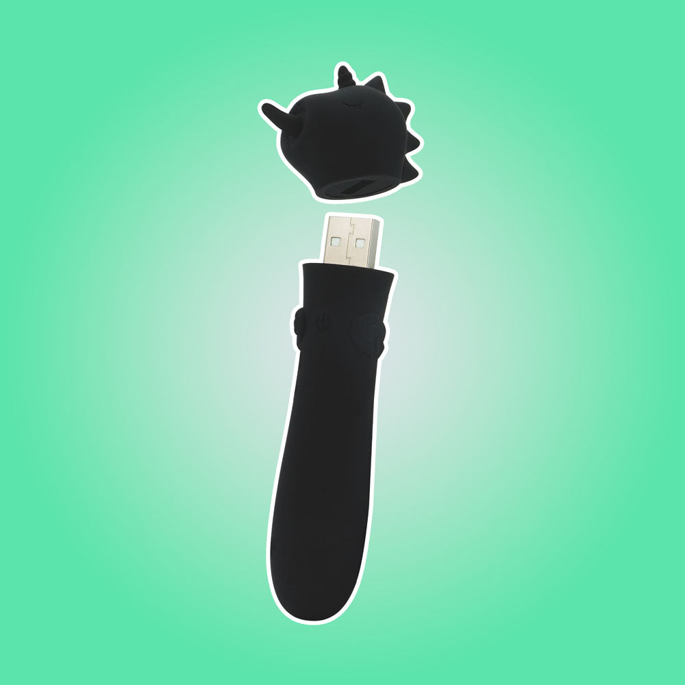 Unihorn Wild Spirit (Black) – Compact USB Silicone Vibrating Bullet with 10 Speeds