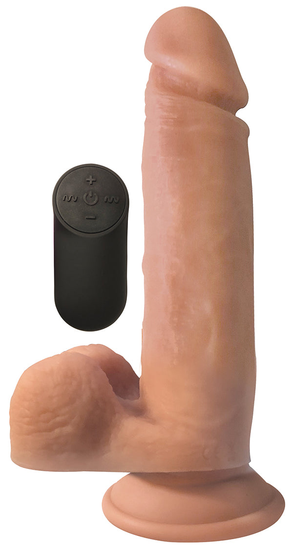 Big Shot 8 Inch Vibrating Wireless Silicone Dildo with Balls and Suction Cup Base
