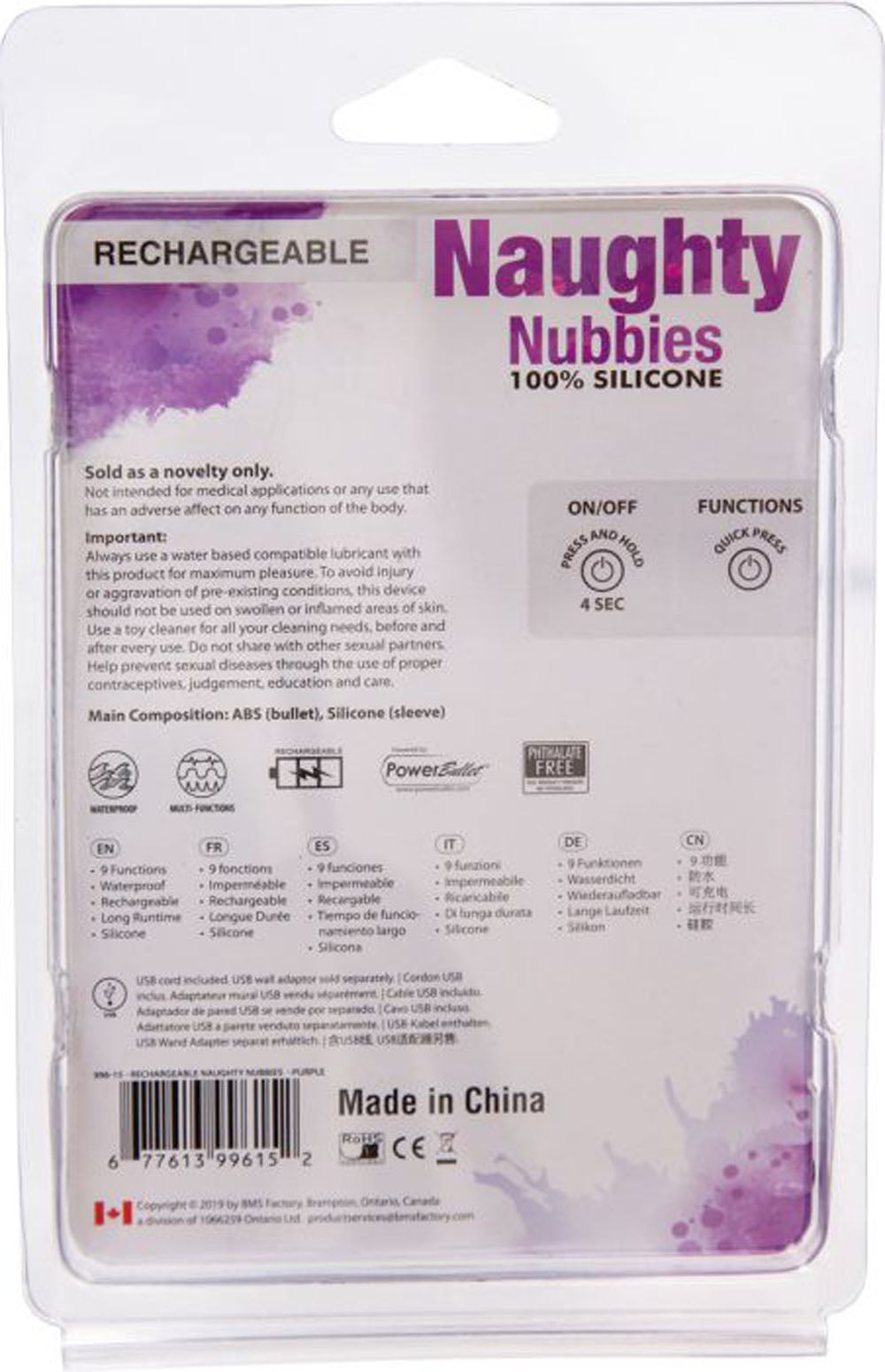 Naughty Nubbies Finger Vibe w Mini Powerbullet Purple Massager