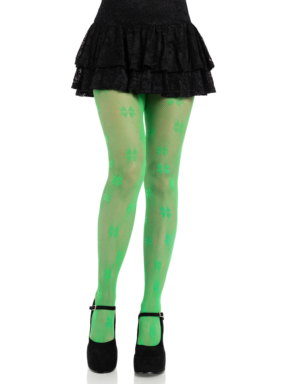 Clover Net Tights (Green) – Nylon Spandex Tights