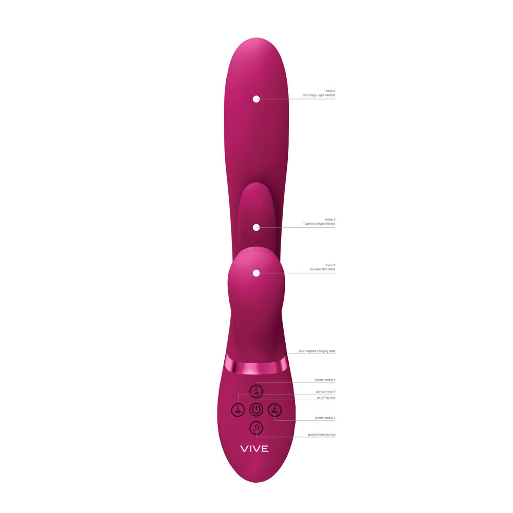 Vive Ena Rabbit Vibrator With Flapping Tongue Pink