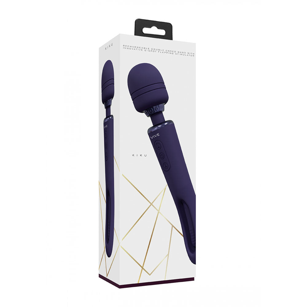 Vive Kiku Double Ended Vibrating Wand and Flapping Massager Purple