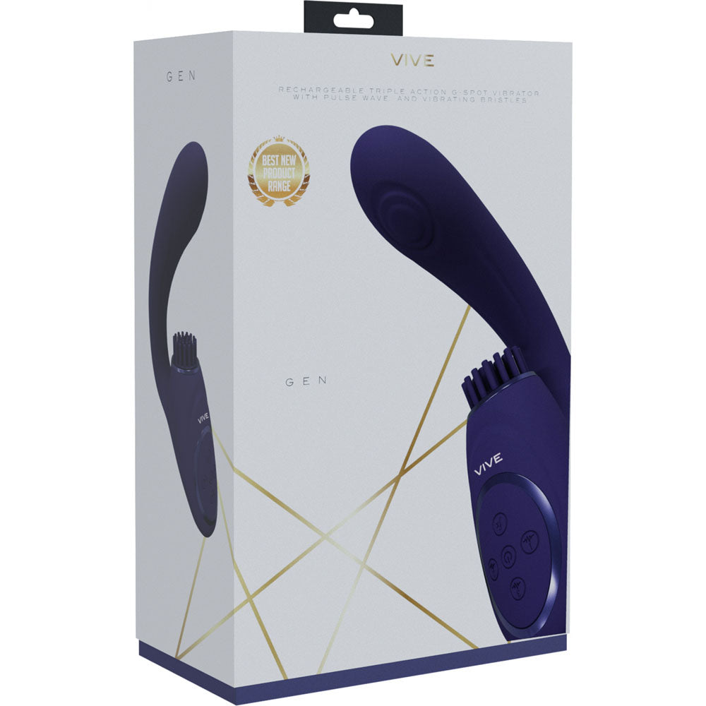 Vive Gen Pulse Wave Vibrator with Stimulating Bristles Deep Purple