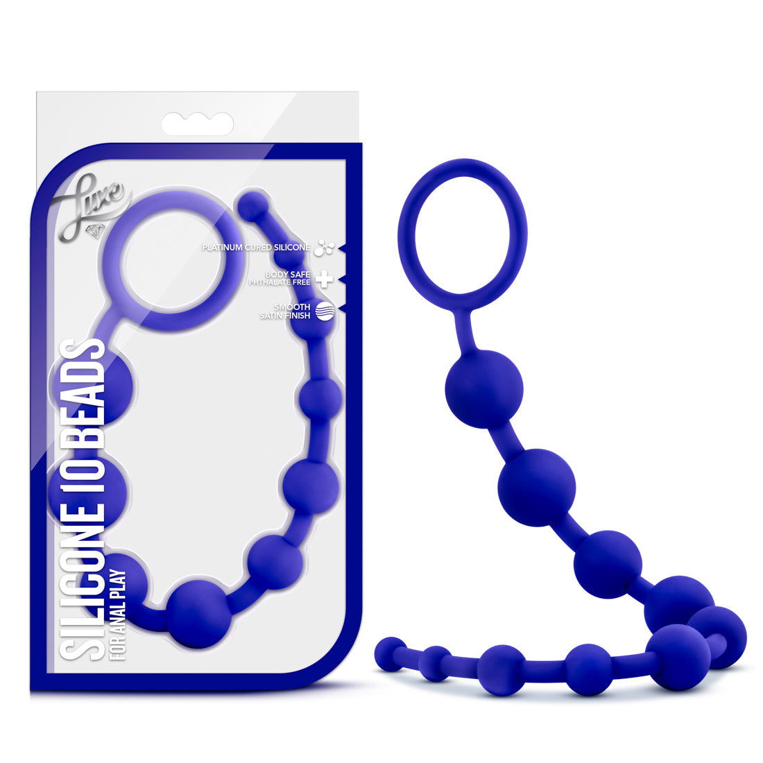 Luxe Silicone 10 Beads Indigo Anal Toy 12.5 Inch Length