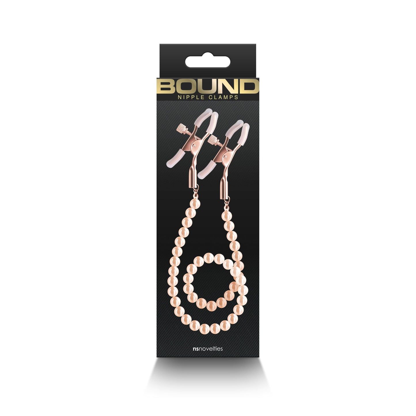 Bound Adjustable Nipple Clamps with Gold Pearl Chain – Silicone Tip Nipple Clamps