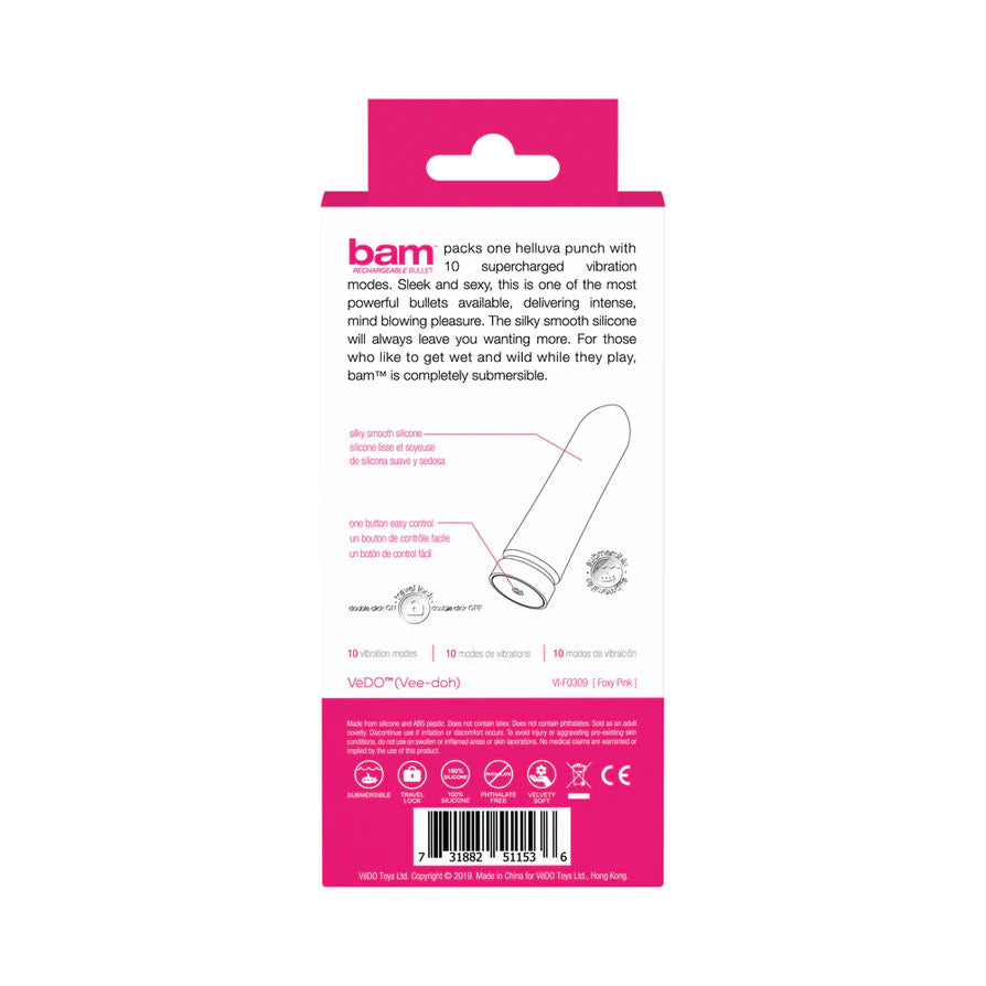 VeDO Bam Bullet Vibrator With 10 Vibration Modes