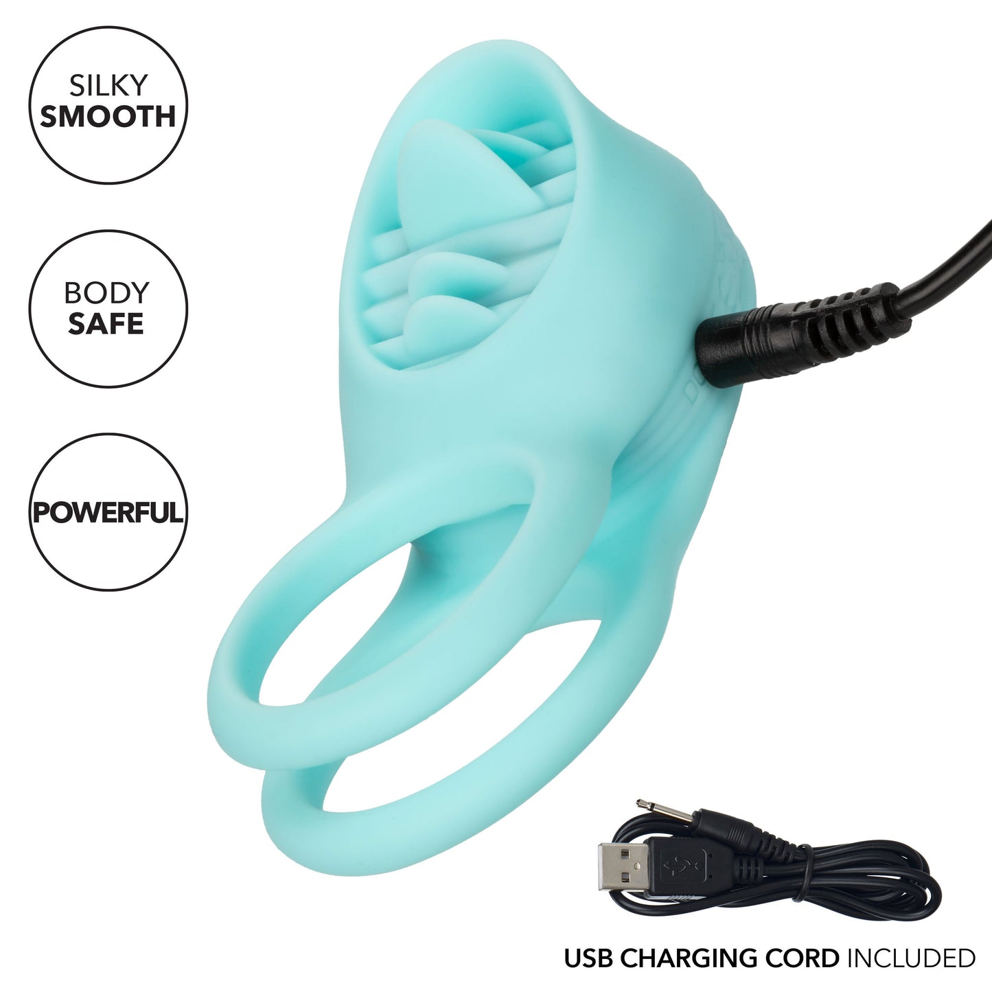 Silicone Rechargeable French Kiss Enhancer – Vibrator with 12 Functions and Flickering Teaser Ring