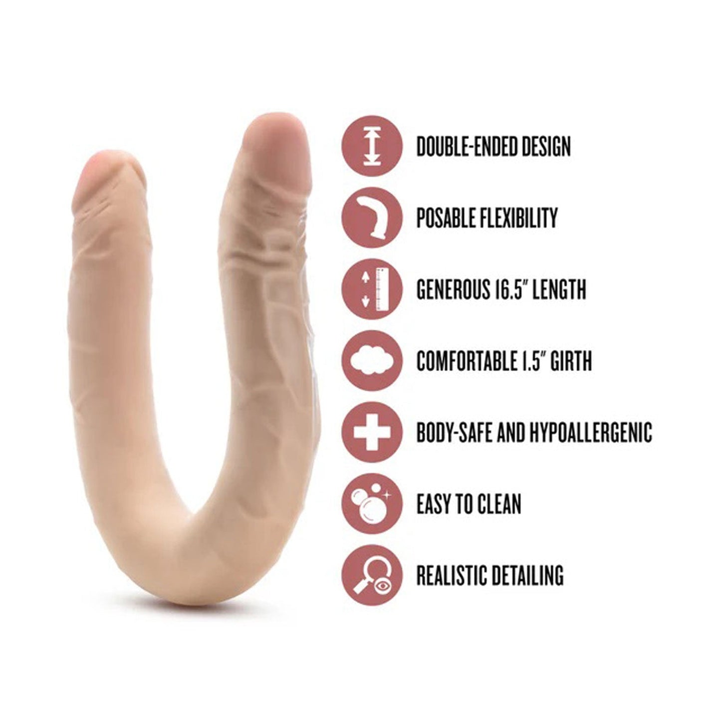 Dr Skin Plus 16.5 Inch Posable Double Dong 42 Centimeter Dual Ended Dildo