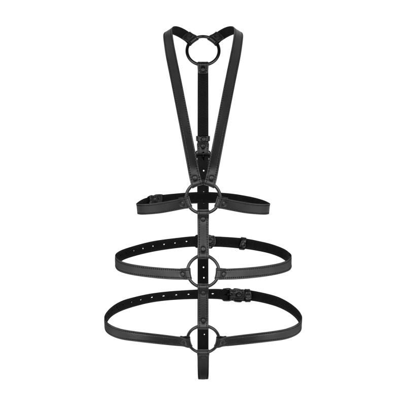Vera Bondage Harness in Black Faux Leather for Intimate Experiences