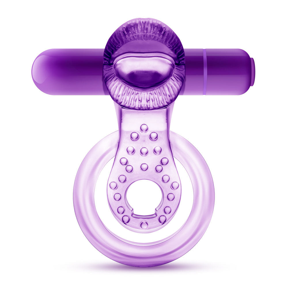 Vibrating Double Strap Cockring in Purple