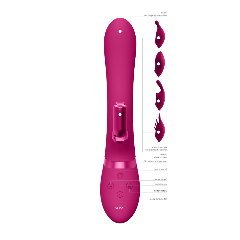Vive Chou Double Action (Pink) – Interchangeable Rabbit Vibrator