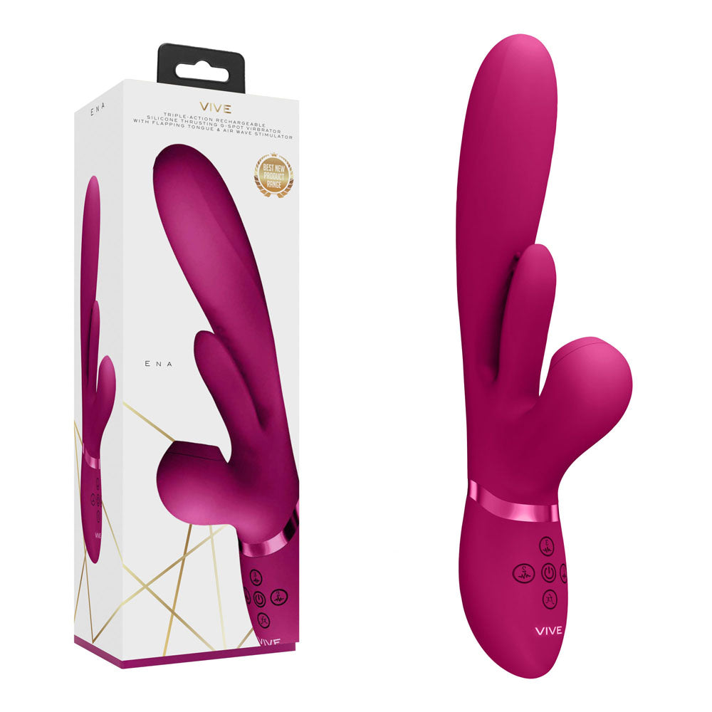 Vive Ena Rabbit Vibrator With Flapping Tongue Pink