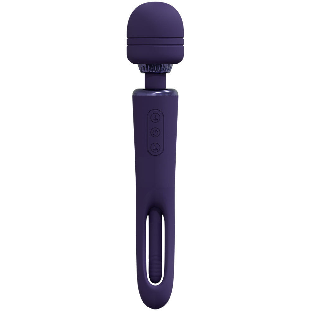 Vive Kiku Double Ended Vibrating Wand and Flapping Massager Purple