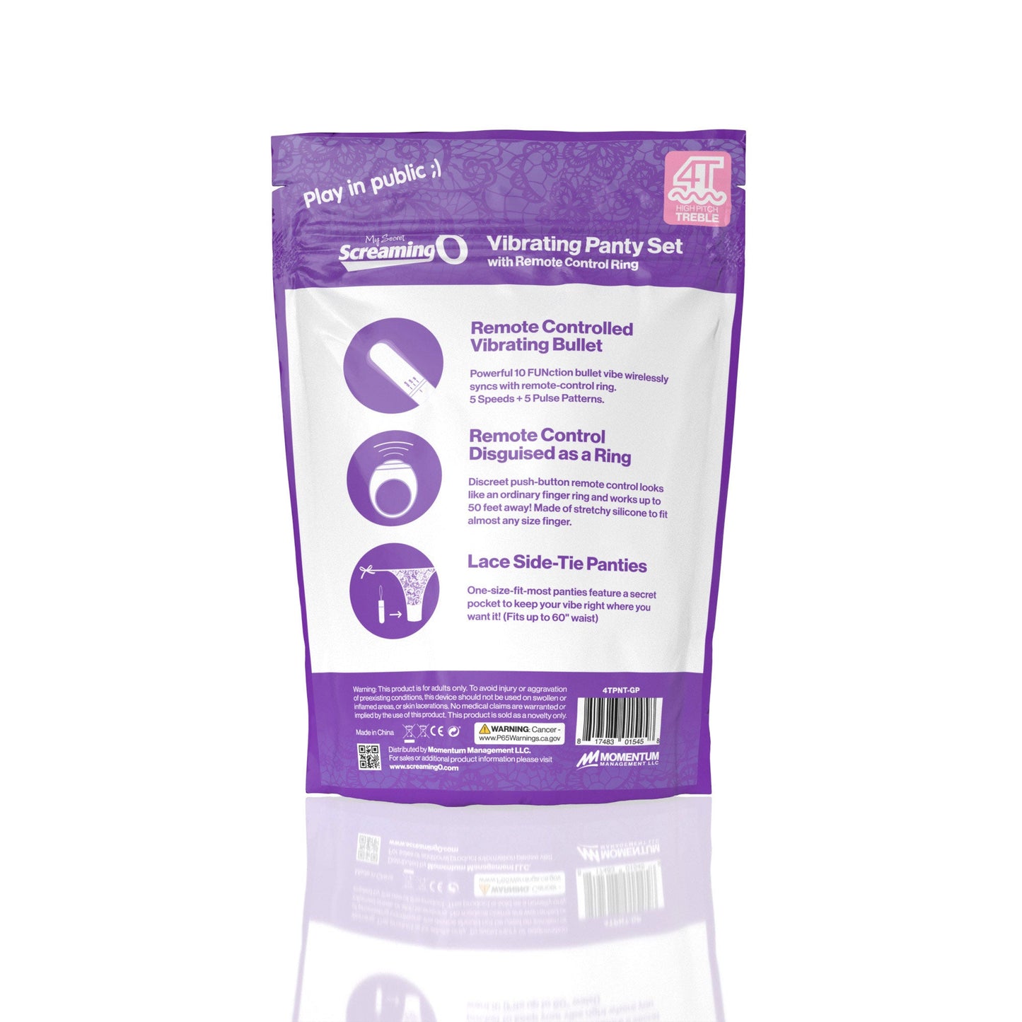 Vibrating Panty Set W/ Remote Ring 4t High Pitch Treble (Grape)