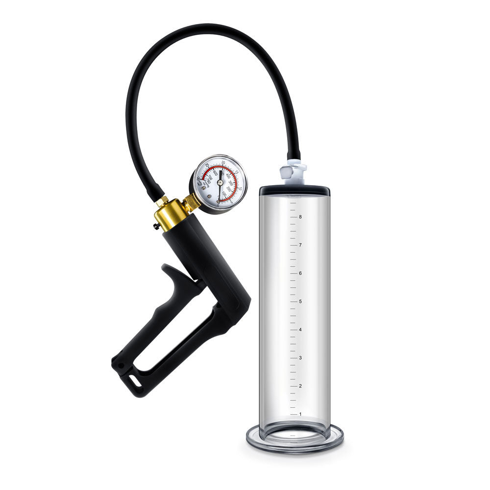 Blush Performance VX7 Vacuum Penis Pump with Brass Trigger and Pressure Gauge – Clear Penis Pump