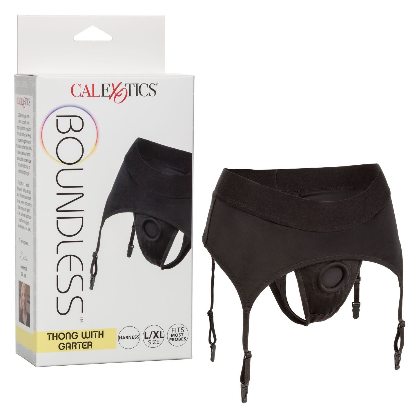 Boundless Black Thong with Garter Harness for L/XL Comfort