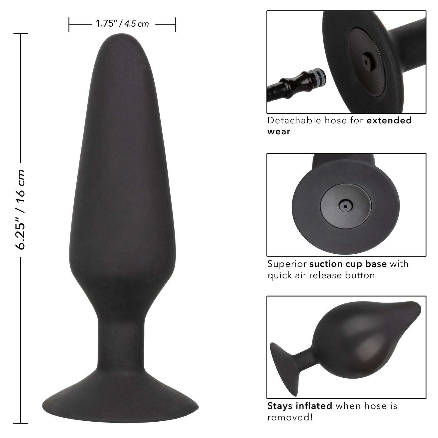 CalExotics XL Silicone Inflatable Plug – Inflatable Anal Plug with Detachable Hose and Squeeze Bulb