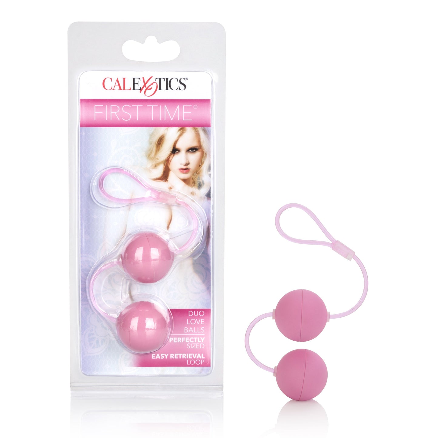 First Time Love Balls Duo Lover Pink 1.25 Inch Sculpted Kegel Balls with Retrieval Cord