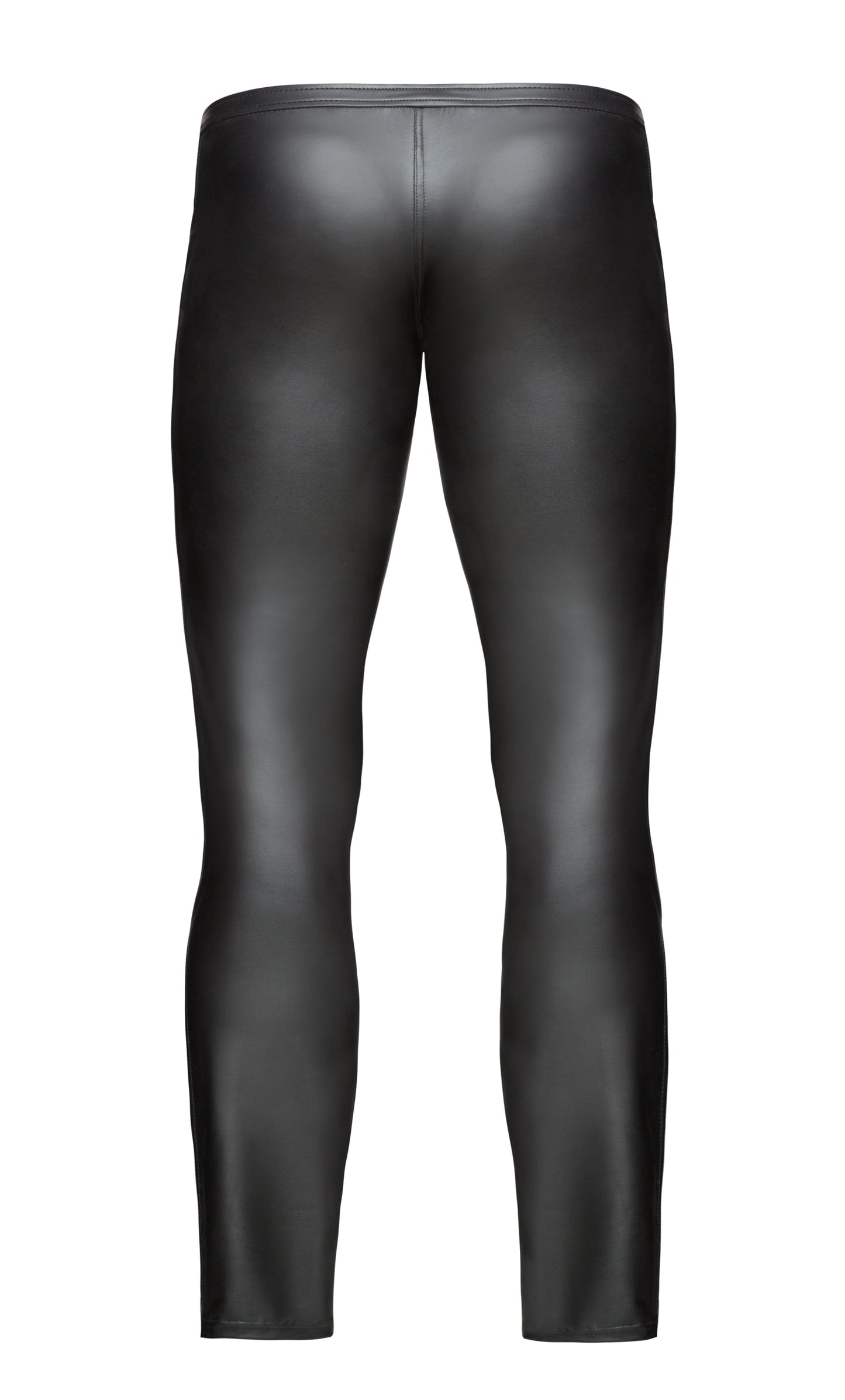 Wet Look Black Pants for Men with Zipper Detail