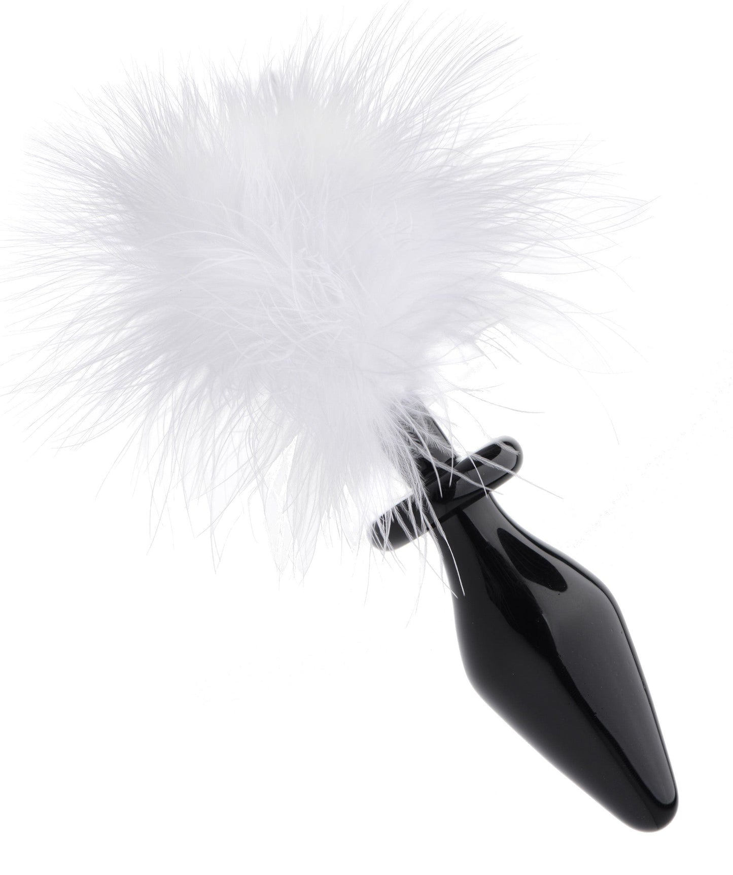 White Fluffer Bunny Tail Glass Anal Plug for Playful Sensation