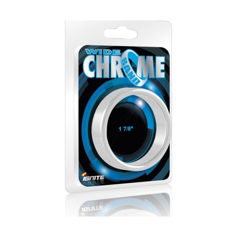Wide Band Chrome Cock Ring 48mm with 15mm Band Width