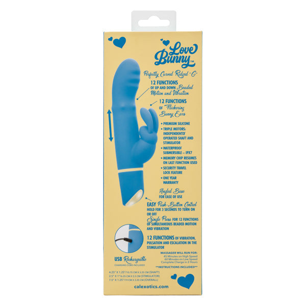 Love Bunny Beaded G Bunny Blue Silicone Waterproof Vibrator 7.5 Inch
