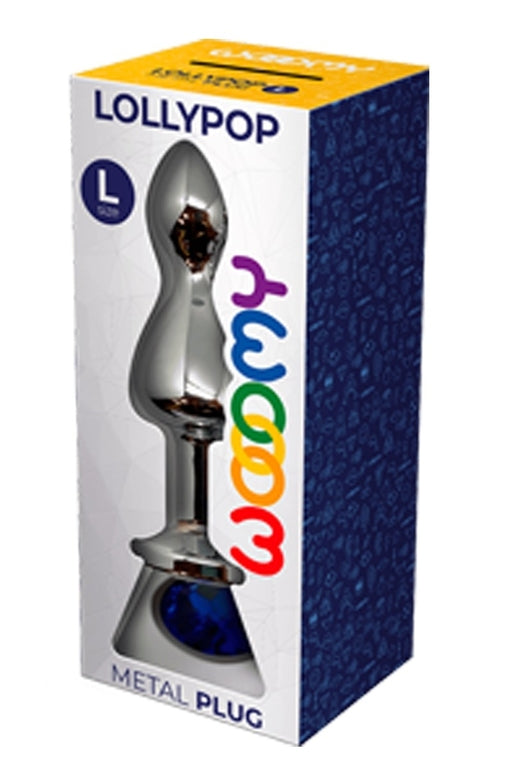 Wooomy Lollypop Double Ball Metal Plug Blue Large 10.5 cm by 3.5 cm