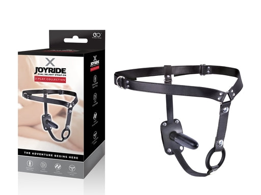 X Joyride 5 Inch Dual Delight Strap-On Black Fully Adjustable Comfortable Straps