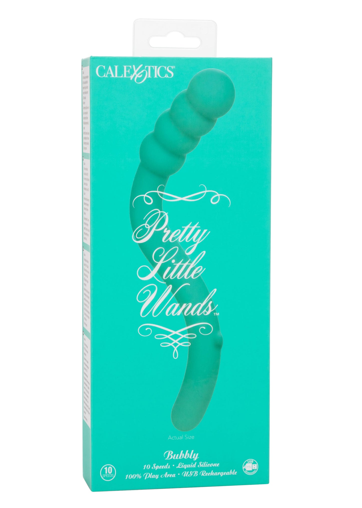Pretty Little Wands Bubbly Slim Flexible Silicone Massager with 10 Speeds Waterproof Vibrator in Teal