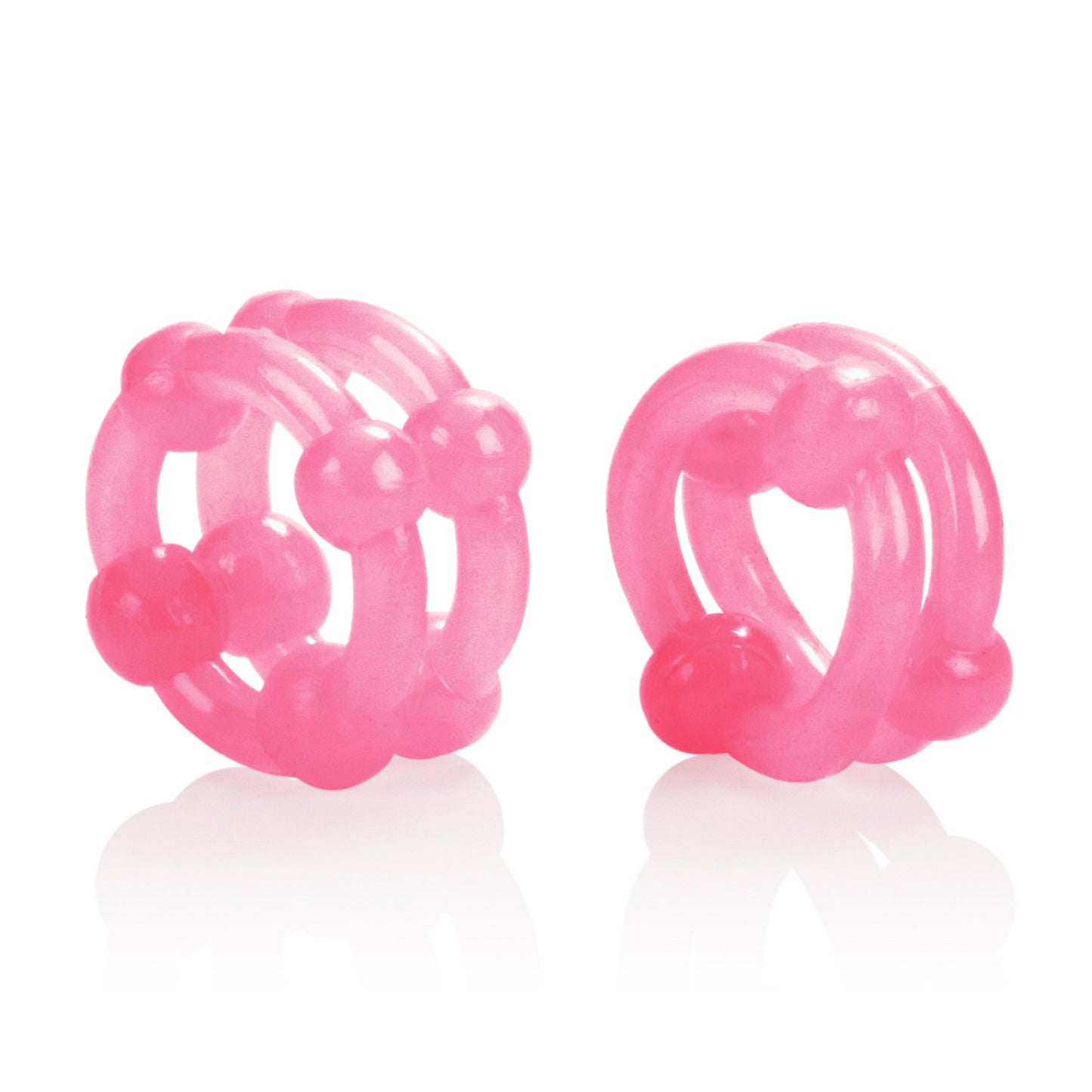 Island Rings Double Stacker Pink Glow in the Dark Stretchy TPE Cock Rings 0.75 Inch 2cm