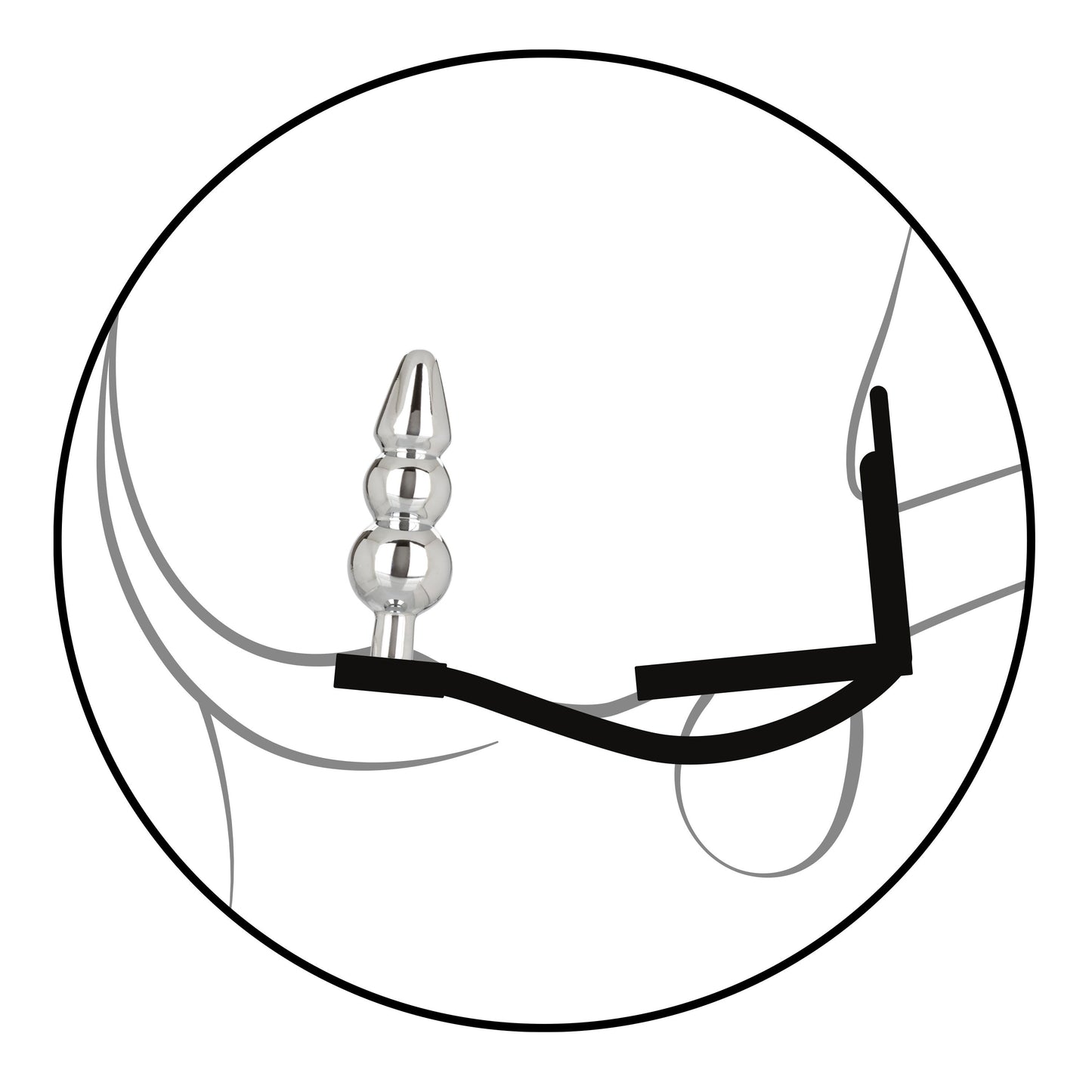 Star Fucker Beaded Plug With Stretchy Black Silicone Dual Enhancer and Silver Metal Probe