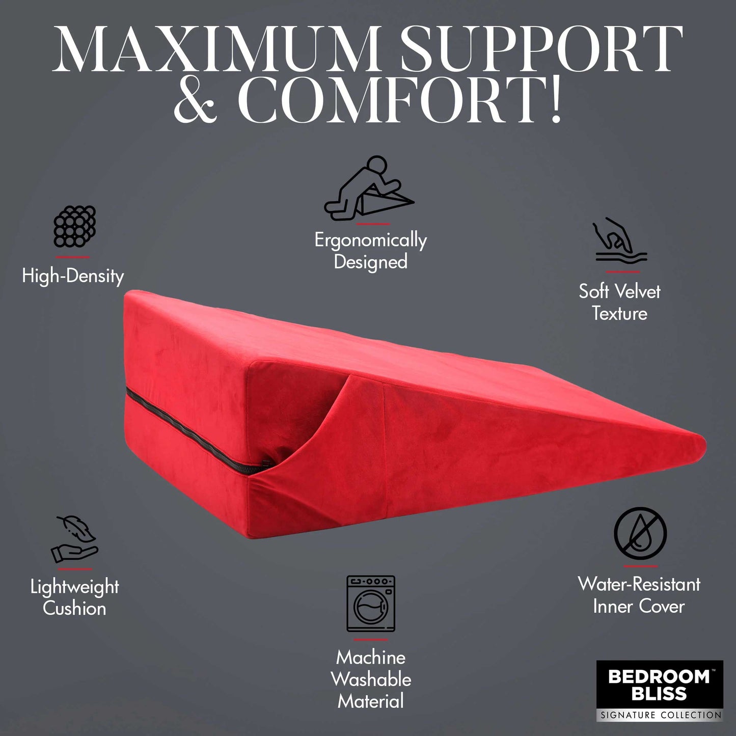 Love Large Wedge Pillow (Red) – Velvet Soft Adult Intimacy Play Pillow