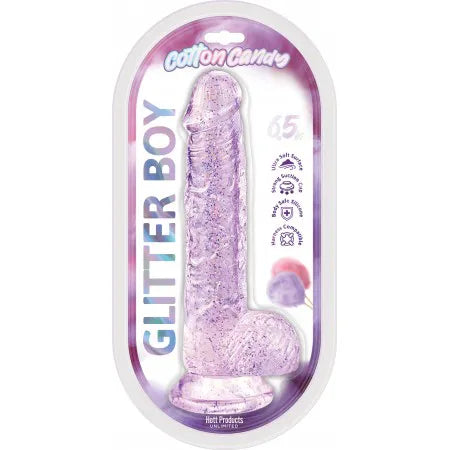 Cotton Candy Glitter Boy 6.5 Inch Clear Suction Cup Dildo