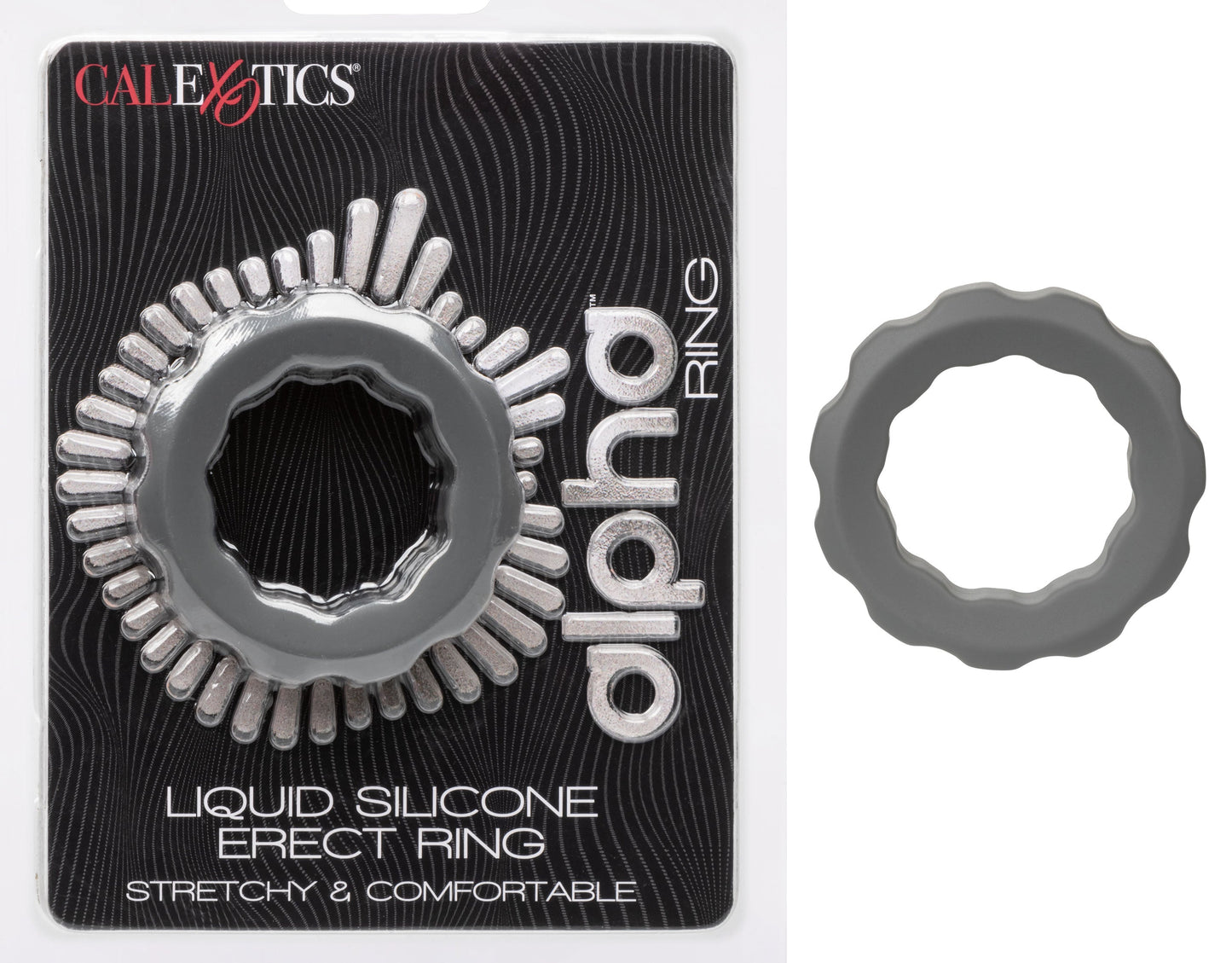 Alpha Liquid Silicone Erect Ring Stretchy Comfortable Gray Beaded Design