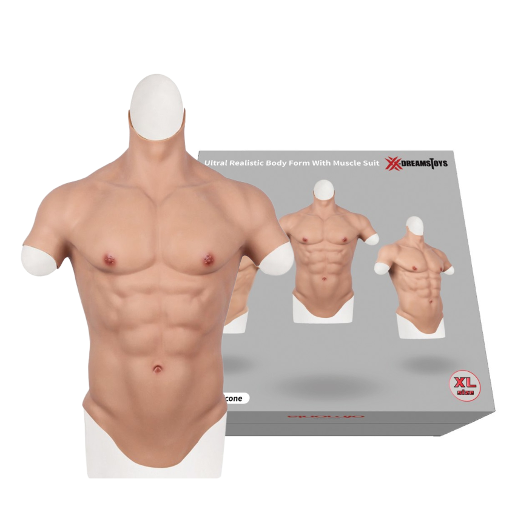 XX-DREAMSTOYS Ultra Realistic Silicone Muscle Suit for Men Size XL with Detailed Torso and Stretchable Fit