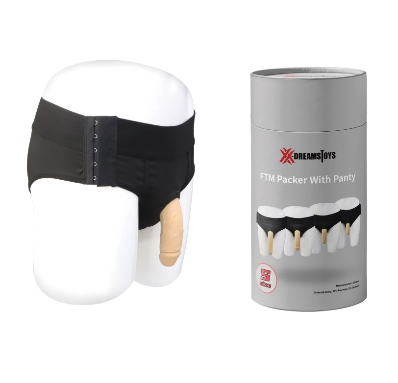 XX-Dreamstoys FTM Silicone Packer with Black Panty Size S 10cm Length 3.5cm Diameter
