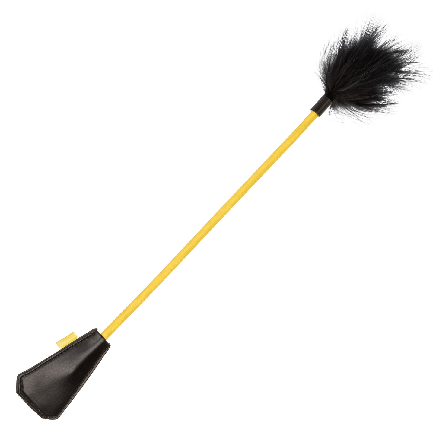Boundless Feather Crop Black Faux Leather and Feather Tickler BDSM Dual Crop 15 Inch