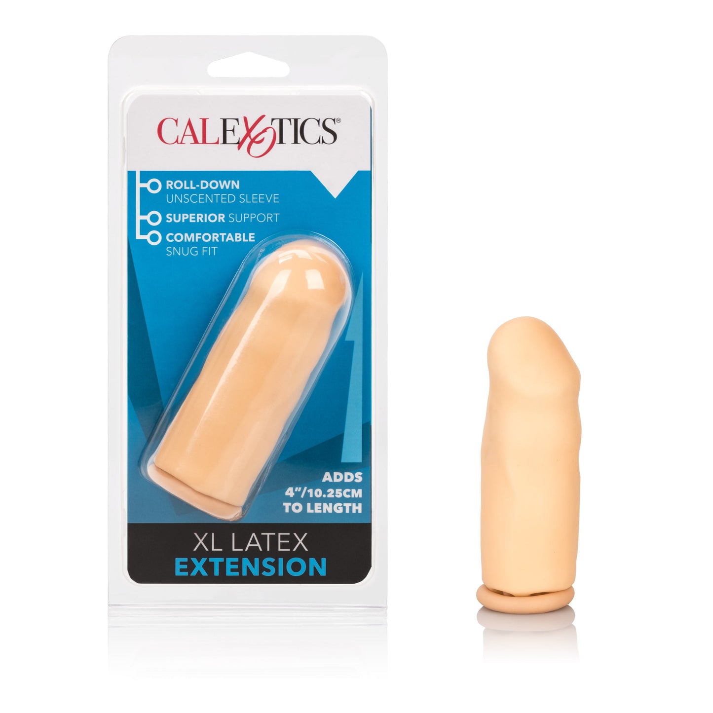 Smooth 3 Inch Ivory Latex Penis Extension with Roll Down Sleeve