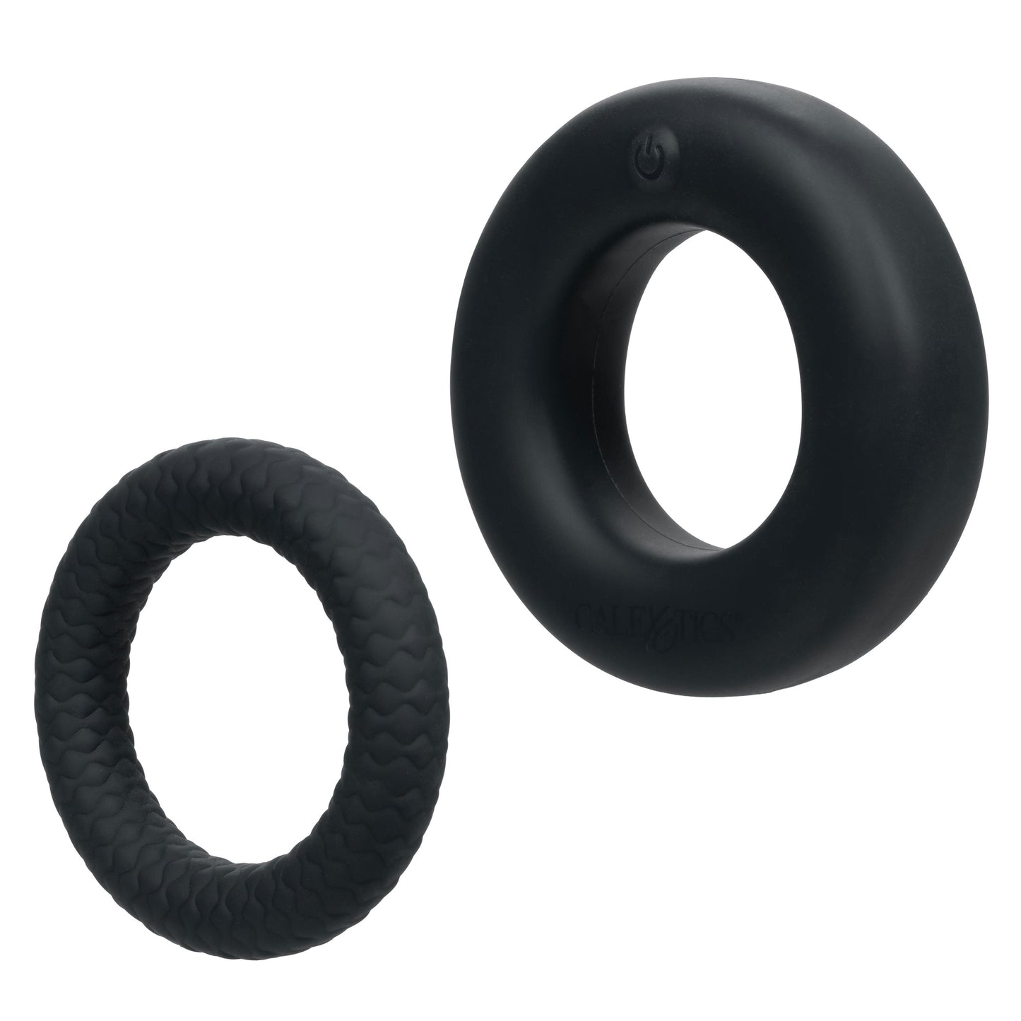 Link Up Optimum Black Dual-Density Silicone Vibrating Enhancer and Ultra-Soft Textured Support Ring