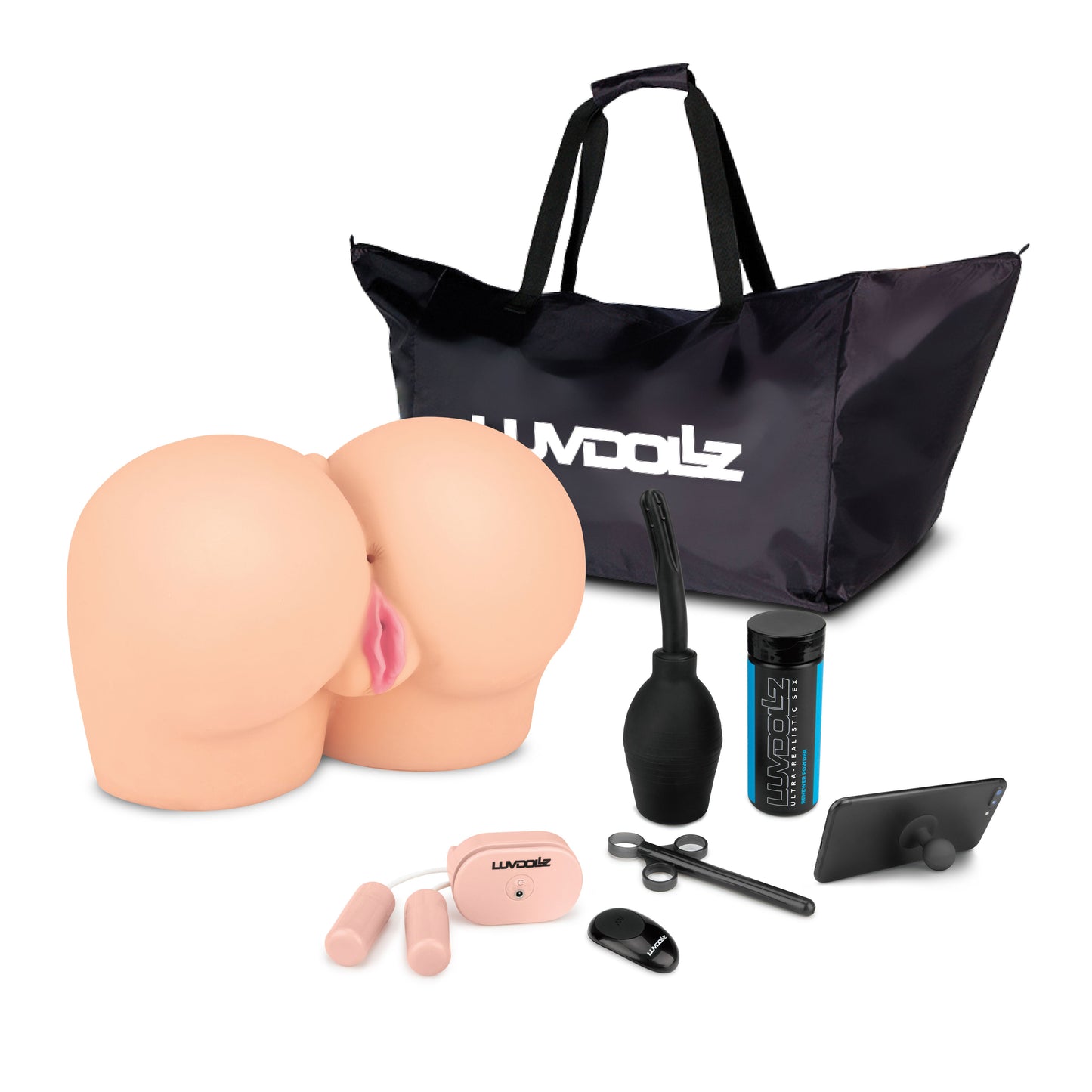 Luvdollz Remote Control Doggy Style Pussy and Ass Masturbator Cream Color Ultra Real-Feel 20 Pounds