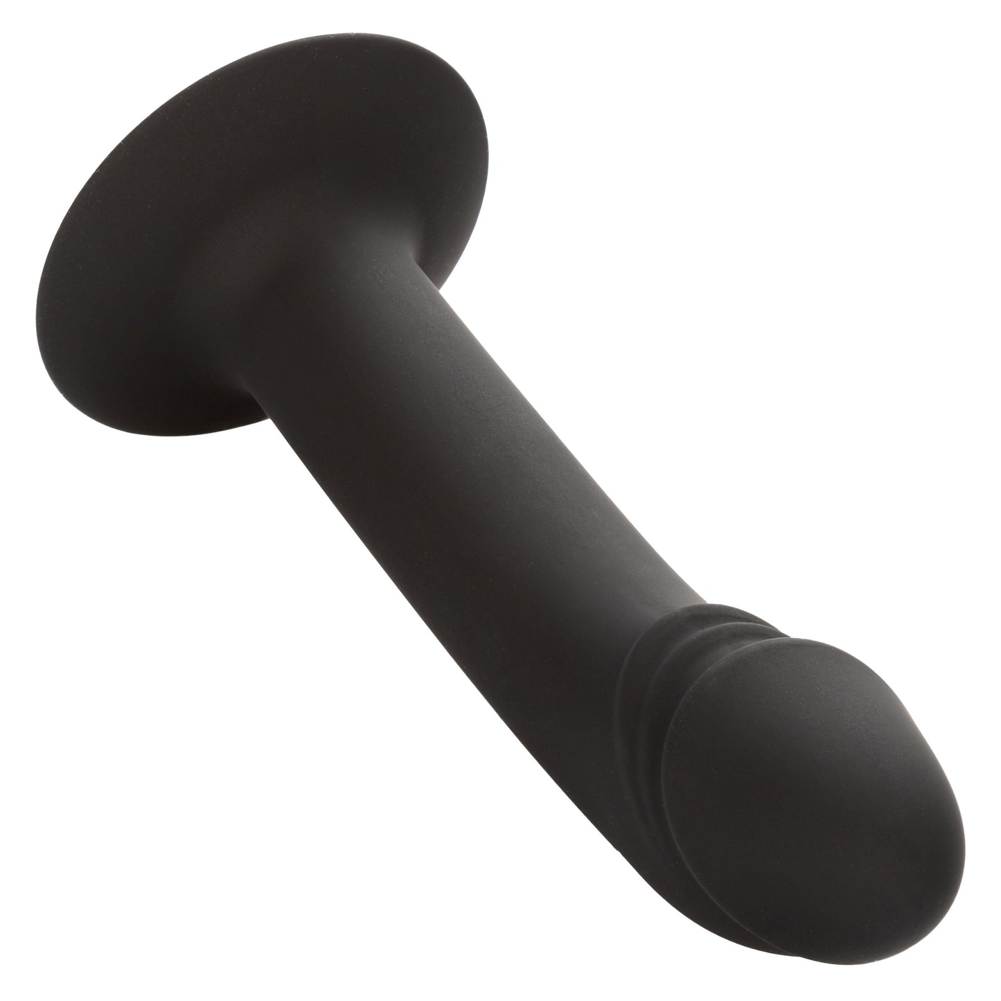 CalExotics Silicone Curved Anal Stud Black Smooth Silicone with Suction Cup Base 5 Inch